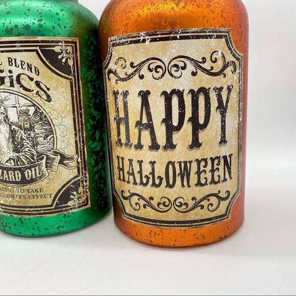 Halloween Collectible Decorative Glass Potion Bottles Set Of 4 NEW - Picture 2 of 9
